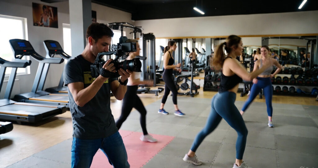 DMV Media filming a fitness class.
